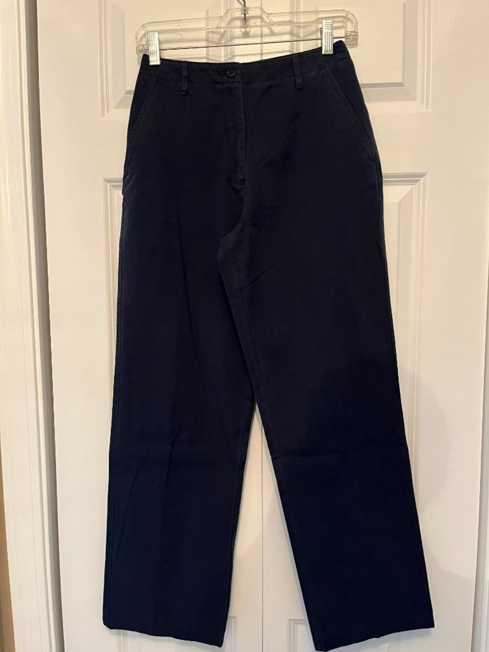 F. by Faconnable Navy Chino Pant Sz 2 Soft Cotton Pockets Zipper Inseam 28 1/2"